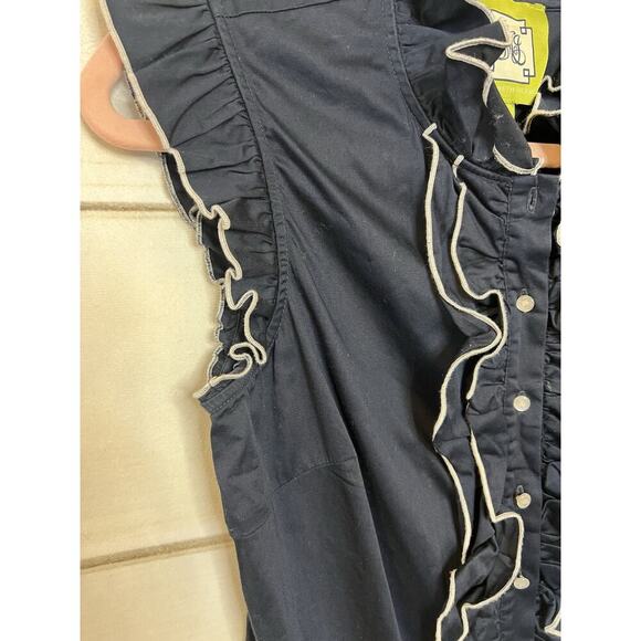 Elizabeth McKay Too Size 2 Navy With White Trim Ruffles - Picture 3 of 6